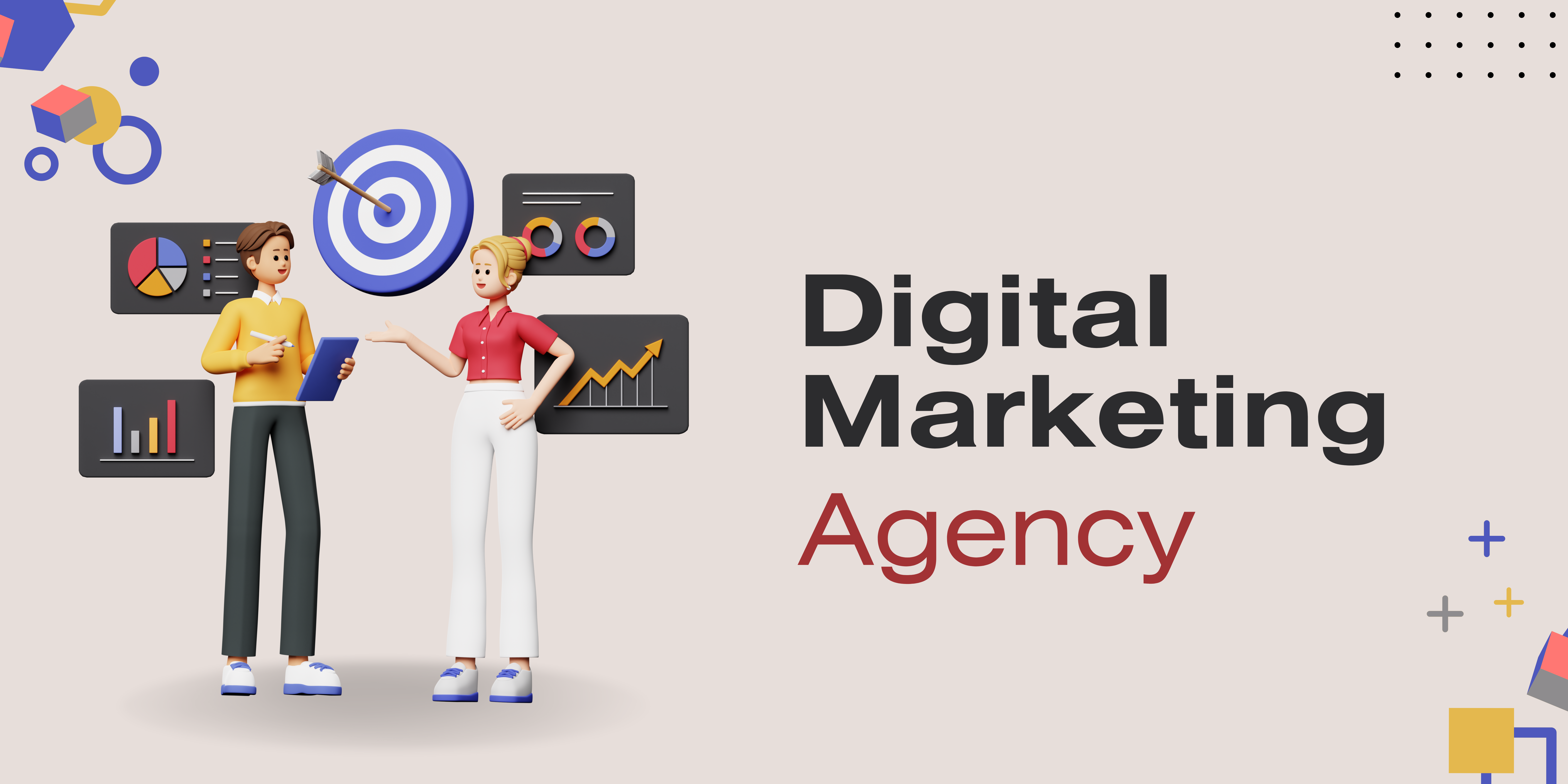 Cream Illustrative Digital Marketing Banner